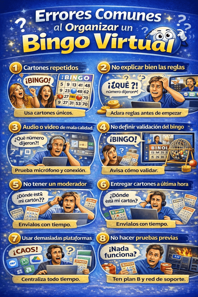 Errores comunes al organizar un bingo virtual