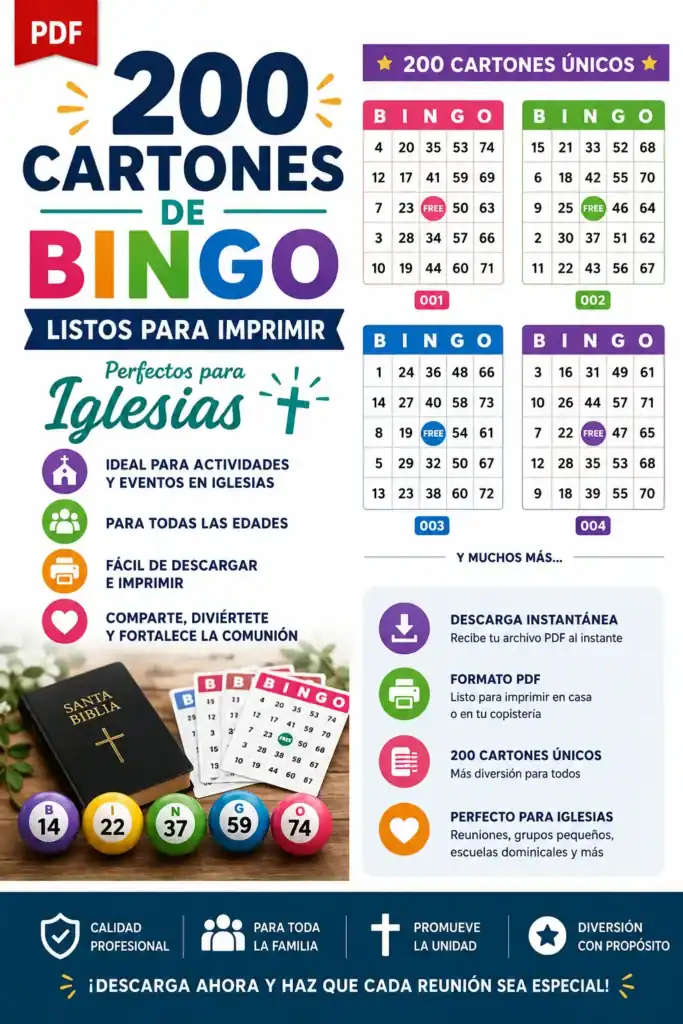 Descarga 200 Cartones de Bingo PDF Gratis