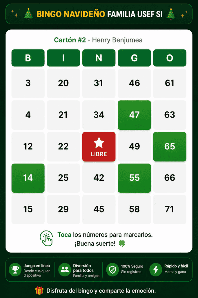 Cartón Bingo Juega Bingo Gratis