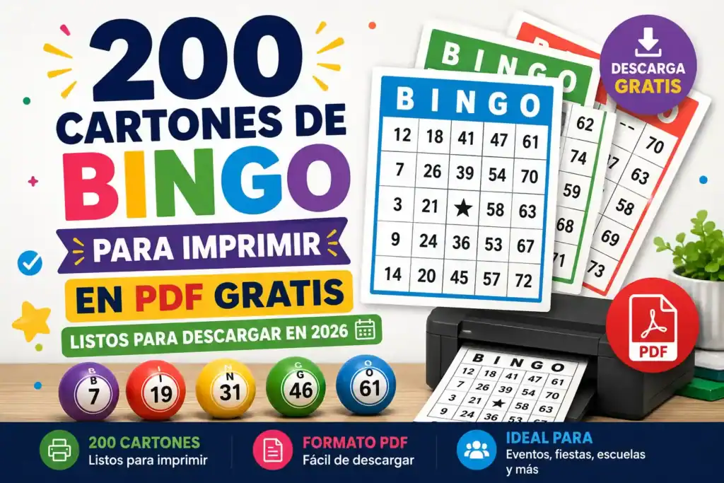 200 Cartones de Bingo para Imprimir en PDF Gratis (Listos para Descargar en 2026)